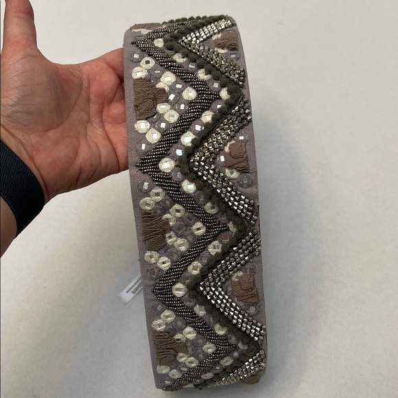 FREE PEOPLE BOHO LEATHER FULL OF DREAMS GRAY WAIST BELT - Picture 4 of 16